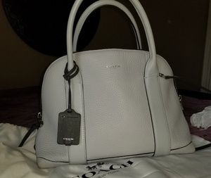 Light Grey Pebble Leather Coach Top Handle